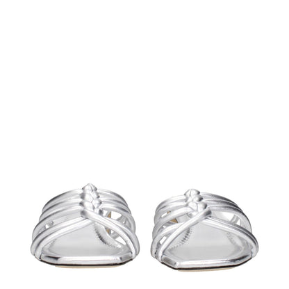 Jimmy Choo Gray Leather Flat Sandals