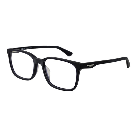 Police Blue Cellulose Acetate Glasses (Frames) for men with full-rim rectangle style and spring hinge in blue color.