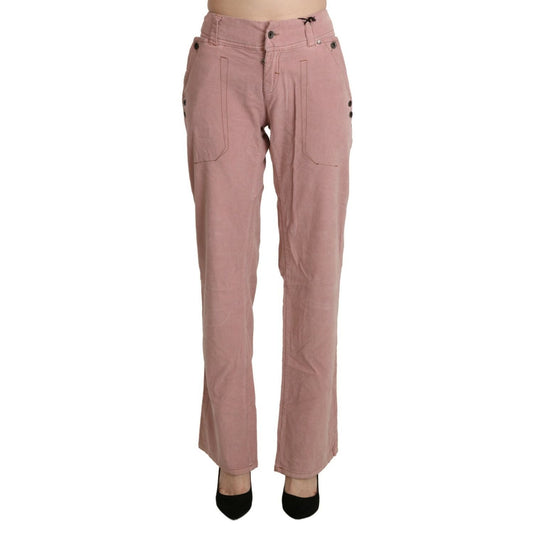 Ermanno Scervino Cotton Pink High Waist Straight Trouser Pants