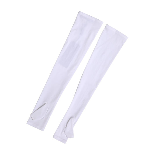 Dolce & Gabbana White Nylon Fingerless Elbow Length Mitten Gloves