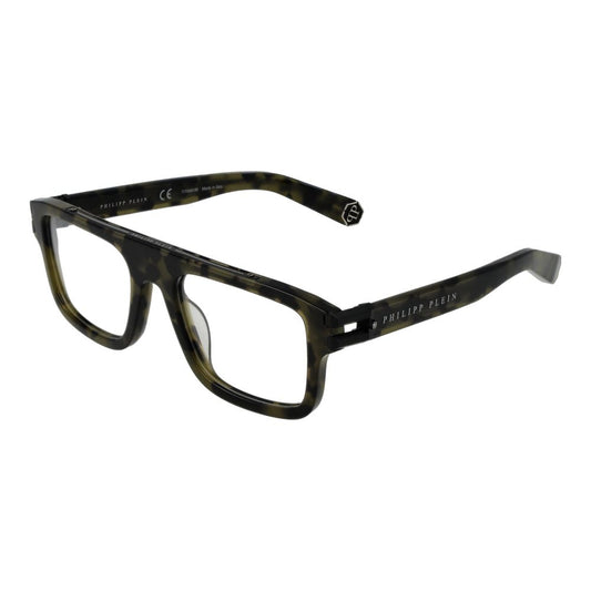 Philipp Plein Green Titanium Glasses (Frames) in square full-rim style with green titanium frame for men, includes branded case.