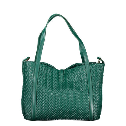 Mario Valentino Green Polyethylene Handbag with two handles and snap closure, featuring internal pocket and contrasting details.