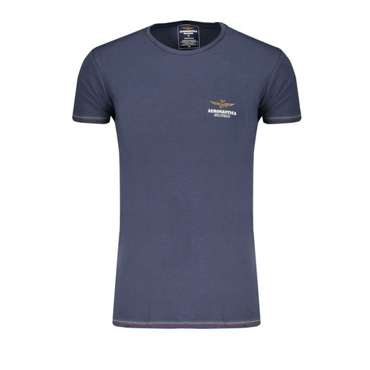 Aeronautica Militare Blue Cotton Underwear t-shirt with short sleeves, crew neck, contrast details, and logo print.
