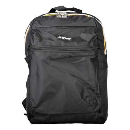 K-WAY Black Polyamide Backpack with adjustable straps, handle, external pocket, internal compartments, and contrasting details.