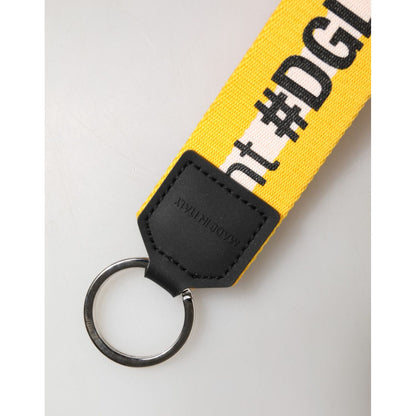 Dolce & Gabbana Multicolor Logo Polyester Brass Holder Keychain Keyring