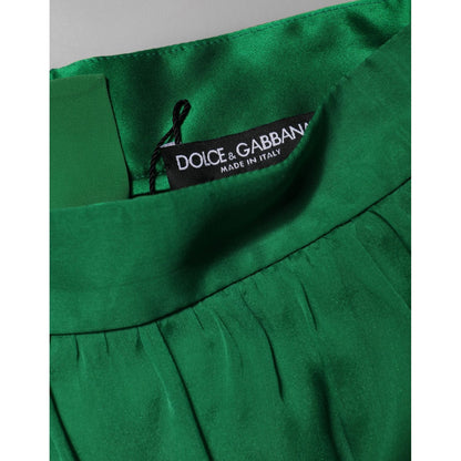 Dolce & Gabbana Green Silk High Waist Women Hot Pants Shorts