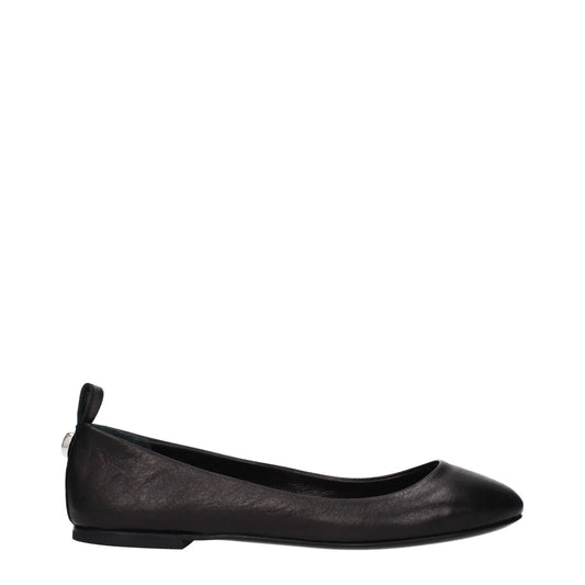 The Attico Black Leather Ballet Flats
