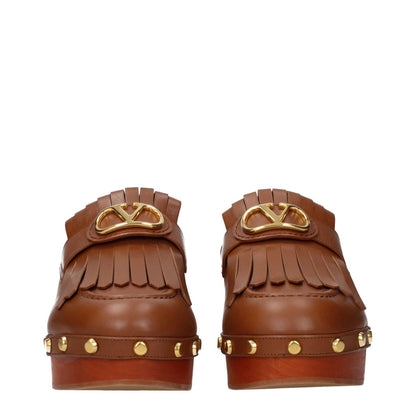 Valentino Garavani Brown Leather Slippers