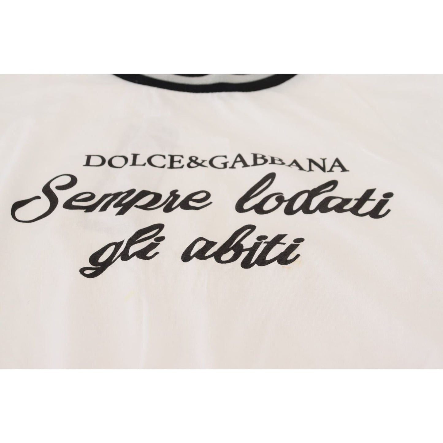 Dolce & Gabbana White Printed Short Sleeves Pullover Top