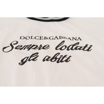 Dolce & Gabbana White Printed Short Sleeves Pullover Top