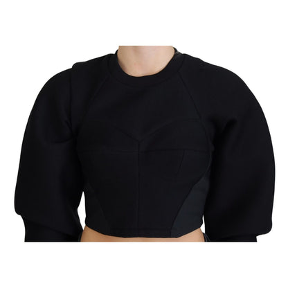 Philosophy Black Cropped Zipper Back Sweatshirt Sweater