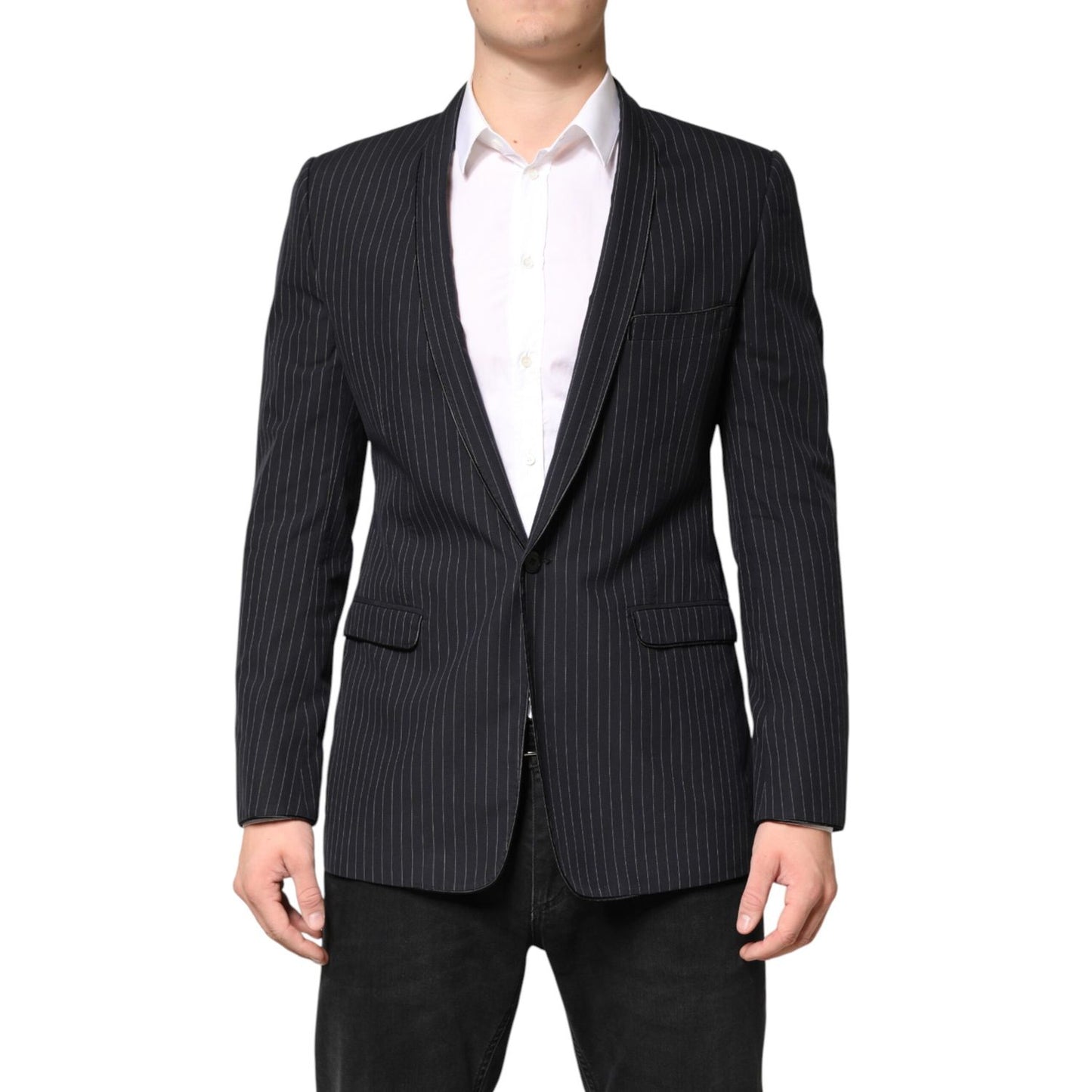 Dolce & Gabbana Black Stripes 1 Button Suit Jacket Blazer