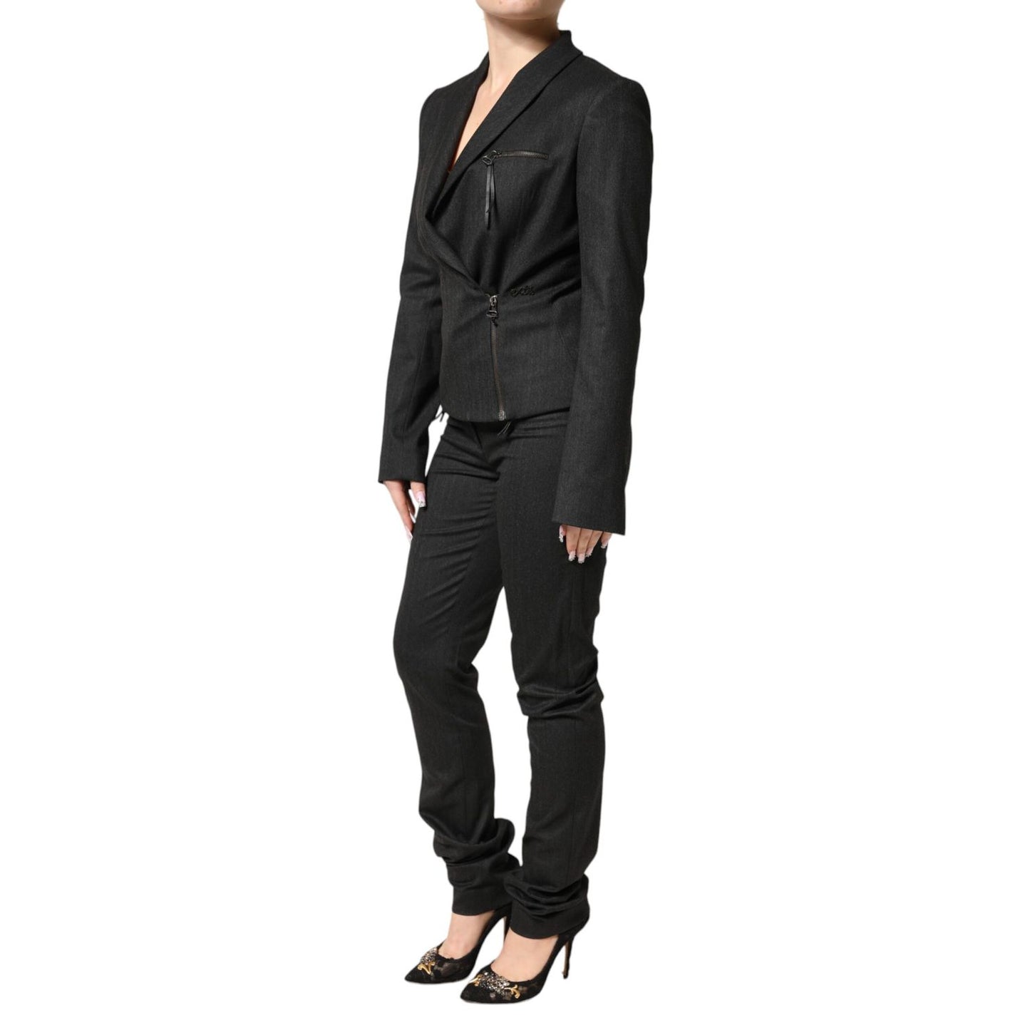 Exte Black Double Breasted Pants Blazer Jacket 2 Piece Suit