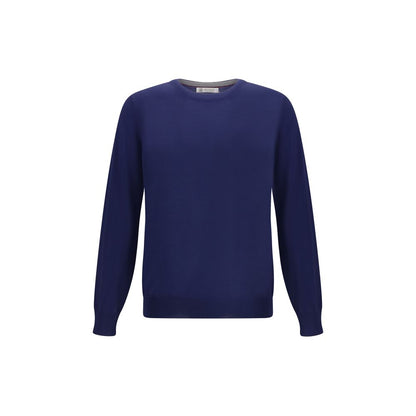 Brunello Cucinelli Blue Fleece Wool Sweatshirt