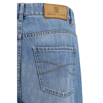 Brunello Cucinelli Blue Cotton Straight-Leg Jeans
