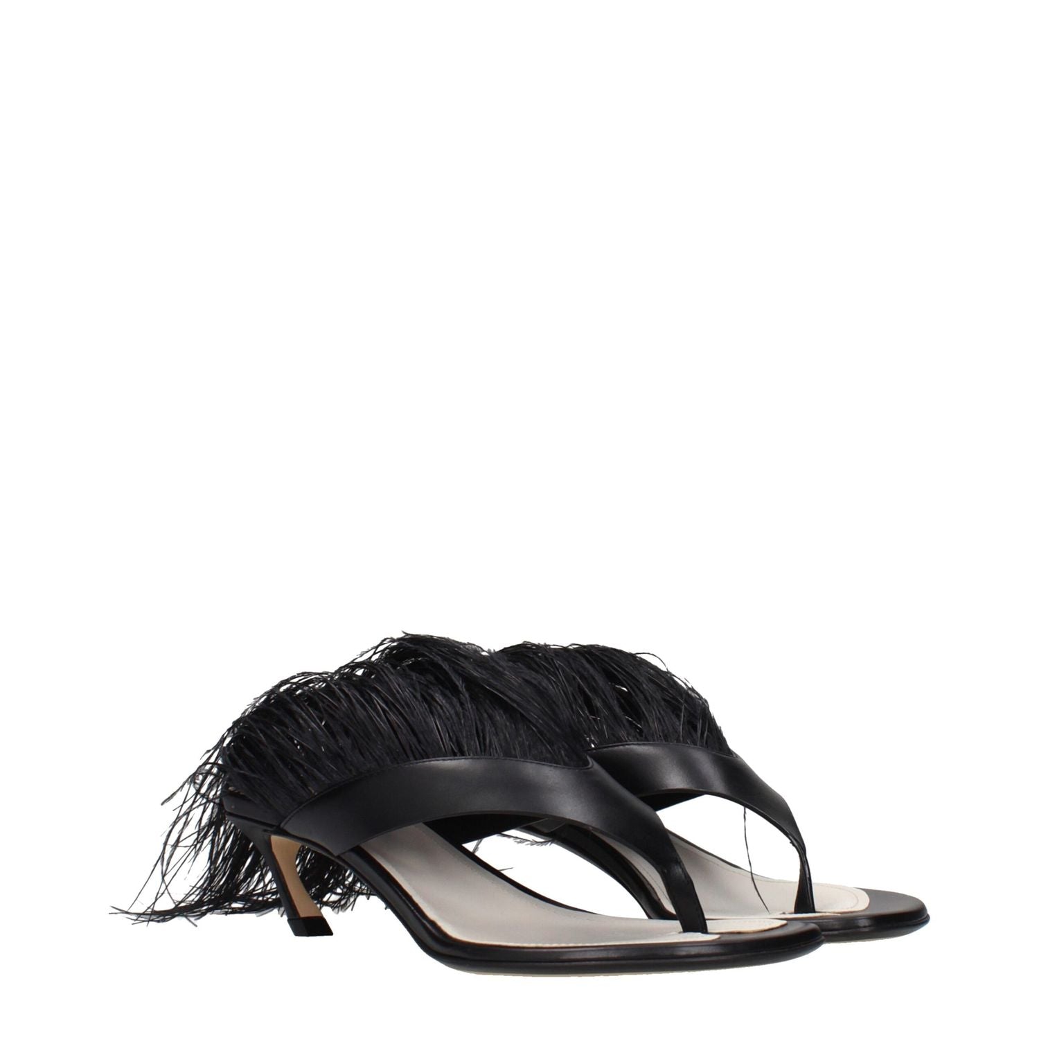 Lanvin Black Leather Flip-Flop Sandals