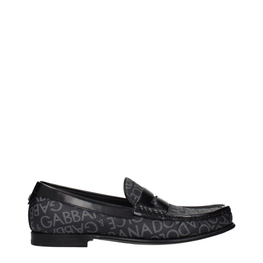 Dolce & Gabbana Black Fabric Slip-On Loafers
