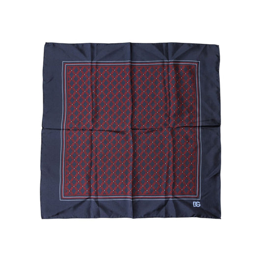Dolce & Gabbana Blue Red Patterned Silk Square Foulard Scarf