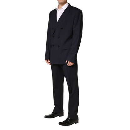 Dolce & Gabbana Blue Wool Double Breasted 2 Piece Men Suit