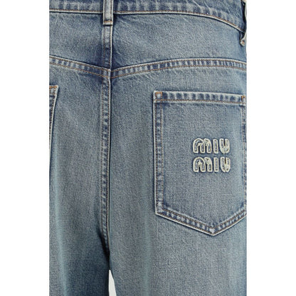 Miu Miu Blue Cotton Straight-Leg Jeans