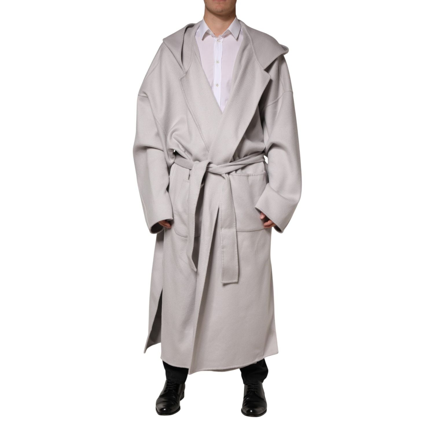 Dolce & Gabbana Off White Belted Long Trench Coat Men Jacket