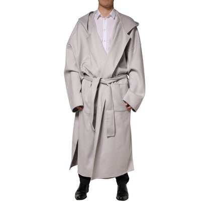Dolce & Gabbana Off White Belted Long Trench Coat Men Jacket