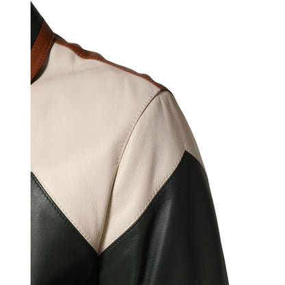 Dolce & Gabbana Multicolor Leather Full Zip men Biker Jacket