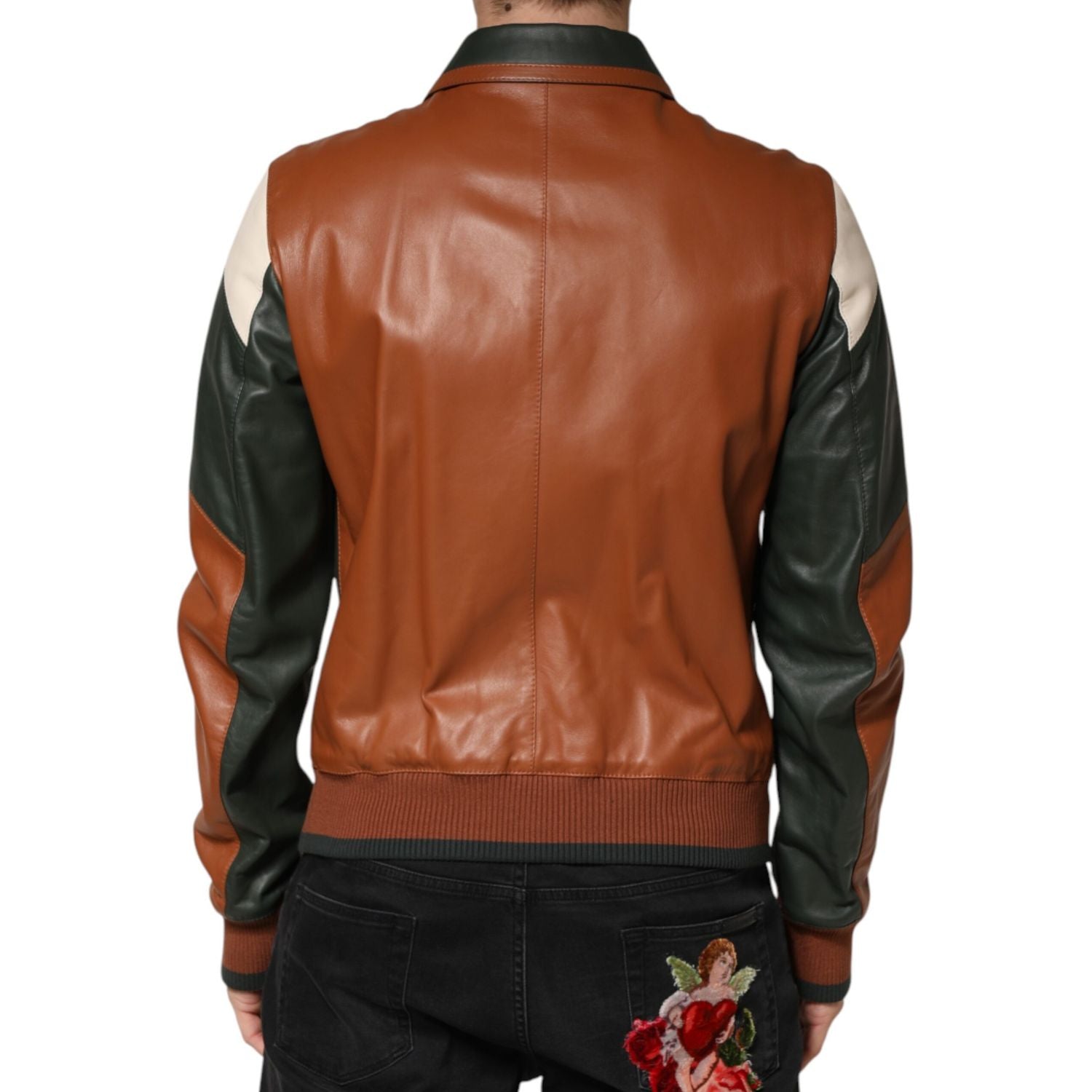 Dolce & Gabbana Multicolor Leather Full Zip men Biker Jacket