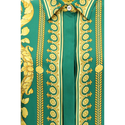 Versace Bicolor Silk Pattern Shirt 1728,72470364320,Bicolor,Clothing,IT40 | M,IT44 | L,New with tags,Pattern - Shirts - Clothing,Shirts - Clothing,Versace,Women