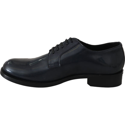 Dolce & Gabbana Blue Leather Derby Dress Formal Shoes
