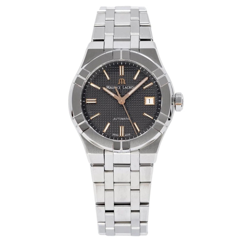MAURICE LACROIX MOD. AIKON AUTOMATIC stainless steel wristwatch for gents with sapphire dial, 39mm case, and 20 ATM water resistance.
