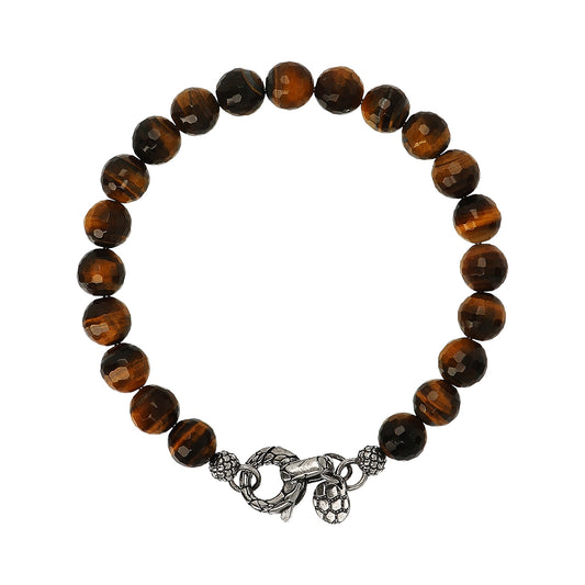 ALBERT M. JEWELS JEWELRY Mod. WSOX00071.TG-20.5 bracelet with brown beads and silver clasp.