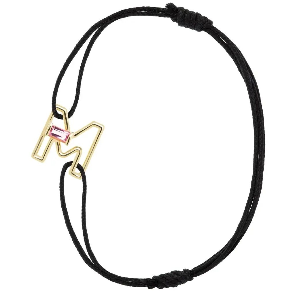 Gold and black bracelet ALIITA BRACCIALI MOD. CBPUHM0013YG09K featuring a distinctive M-shaped design with pink gemstone detail.