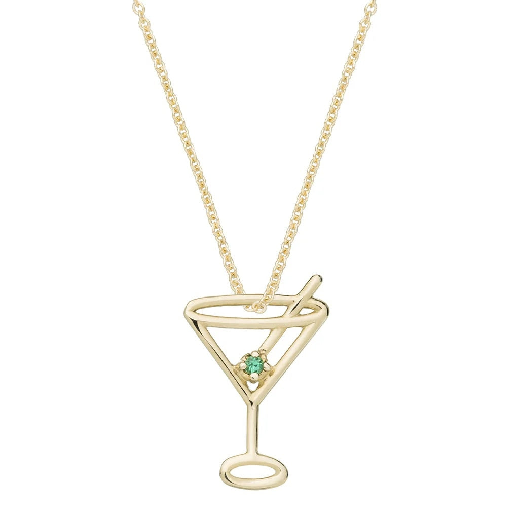 Gold necklace with martini glass pendant, ALIITA COLLANE MOD. NRPU3X002IYG09K, featuring intricate design and gemstone detail.