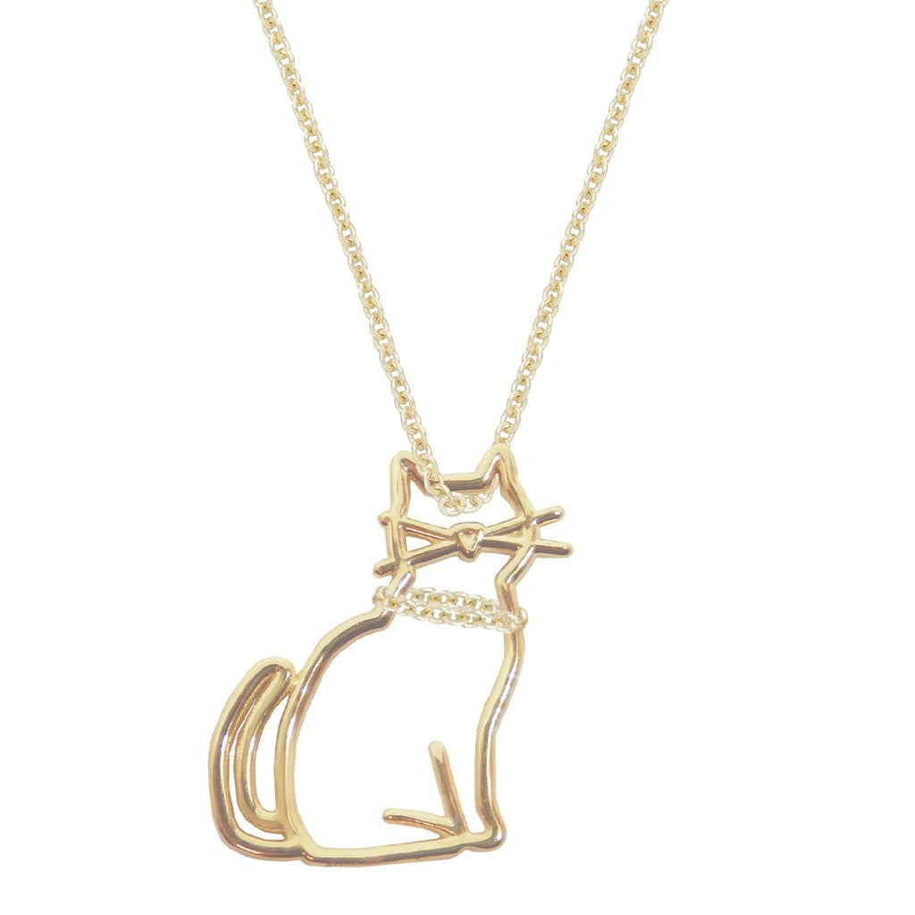 ALIITA COLLANE MOD. NRPU420000YG09K gold cat-shaped pendant necklace on chain.