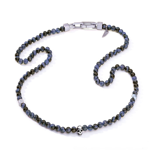 AN JEWELS JEWELRY Mod. AA.C255SBL beaded necklace with skull accent