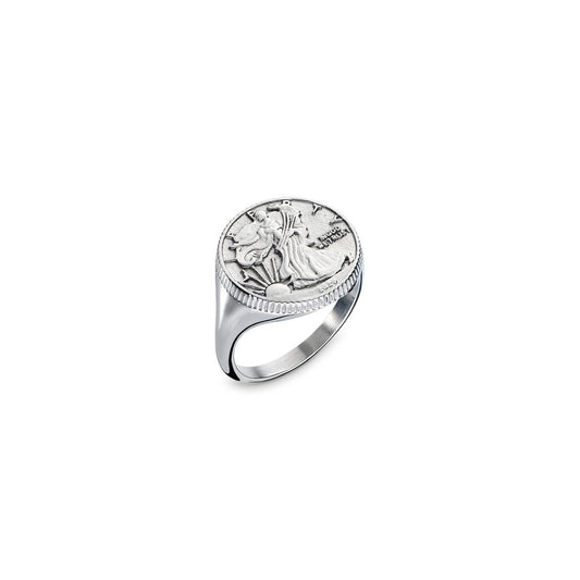 AN JEWELS JEWELRY Mod. AAC.R02S-8 stylish silver ring with intricate coin design