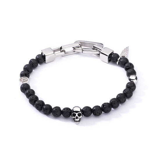 Alt Tag: Stylish bracelet featuring skull design by AN JEWELS JEWELRY Mod. AA.P255SBK, a unique accessory for any outfit.