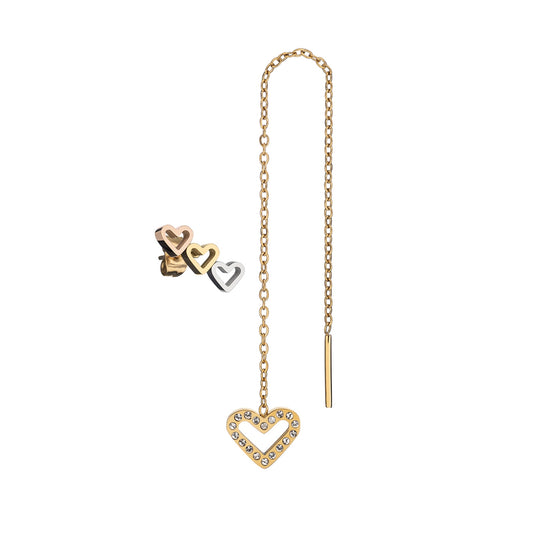 Elegant heart design earrings and necklace set, AN JEWELS JEWELRY Mod. AB.EP021, featuring gold and silver tones.