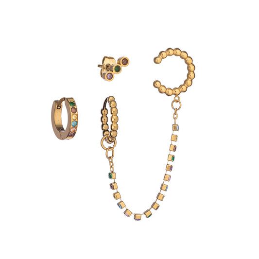 Elegant earrings set from AN JEWELS JEWELRY Mod. AB.EP025 with gold accents and multicolored gems.