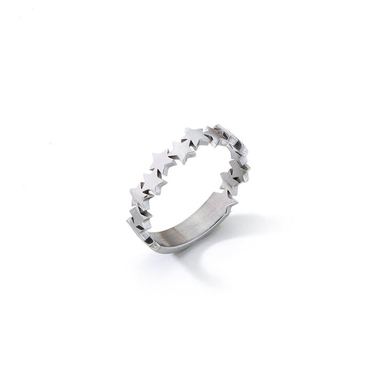 AN JEWELS JEWELRY Mod. ADC.R02S-8 star pattern silver ring on white background