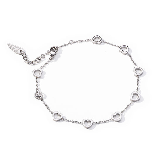 AN JEWELS JEWELRY Mod. AL.BANKLE08 silver heart bracelet with delicate chain