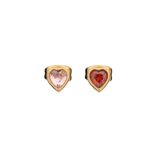 Heart-shaped earrings by AN JEWELS JEWELRY Mod. AL.E2WI23SMC4 with pink and red stones in gold setting