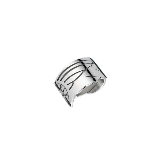 AN JEWELS JEWELRY Mod. AL.RFY01S-9 silver and black design ring