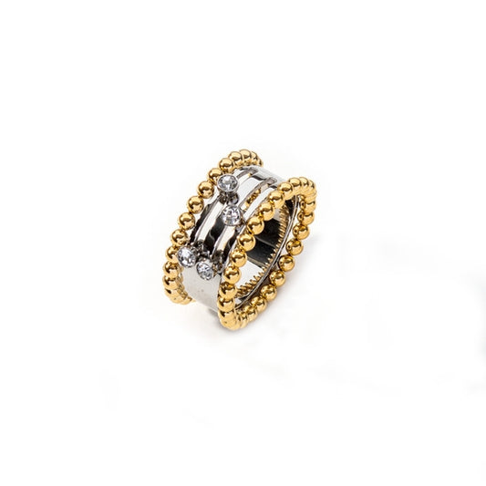 AN JEWELS JEWELRY Mod. AL.RSOKLYC-9 gold and silver ring with diamond accents