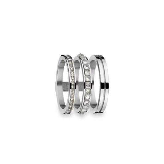 Elegant AN JEWELS JEWELRY Mod. AR.R3NS01SC-7 silver rings with sparkling stones in a set of three.