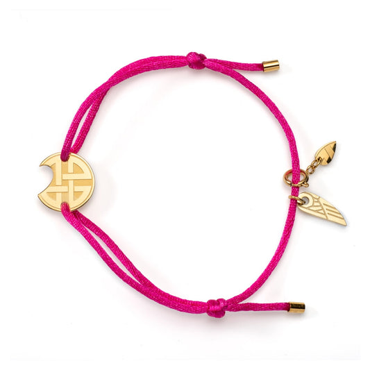 AN JEWELS JEWELRY Mod. AV.BGLBGGPK pink cord bracelet with gold charms
