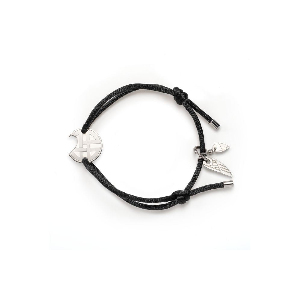 AN JEWELS JEWELRY Mod. AV.BGLBSSBK bracelet with black cord and silver charms