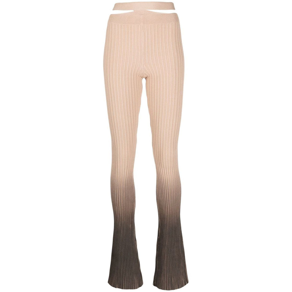 ANDREĀDAMO Andrea Adamo Trousers Brown ribbed flared high-waisted with cut-out detailing and ombré effect.