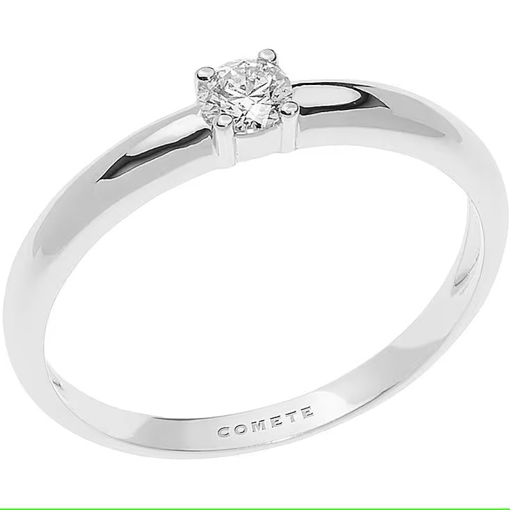 Elegant silver ring with a solitaire diamond, ANELLI COMETE MOD. ANB2526, featuring a minimalistic and timeless design.
